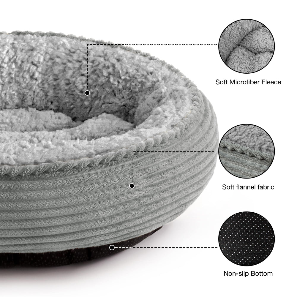 Love's cabin round donut bed inner cushion close-up highlights plush filling for comfort