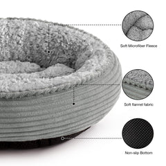 Love's cabin round donut bed inner cushion close-up highlights plush filling for comfort
