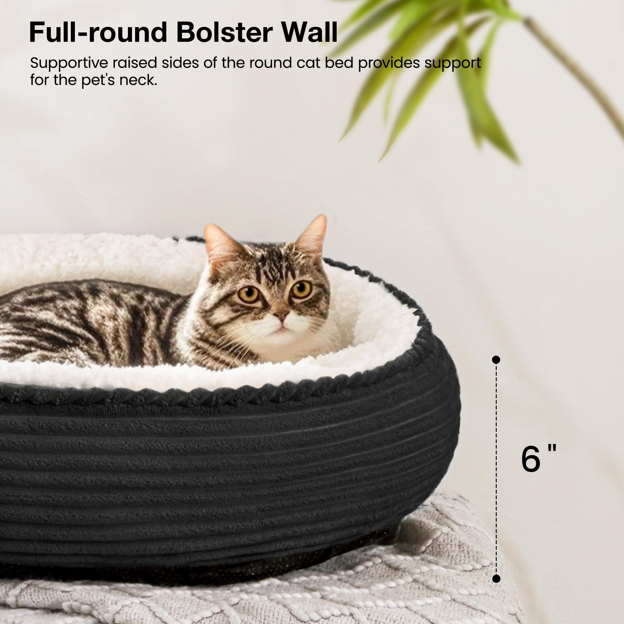 Love's cabin round donut bed machine-washable cover simplifies cleaning.