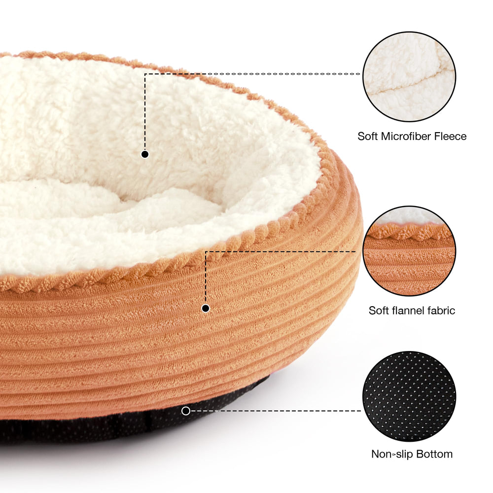 Love's cabin round donut bed side profile, ideal for curling up