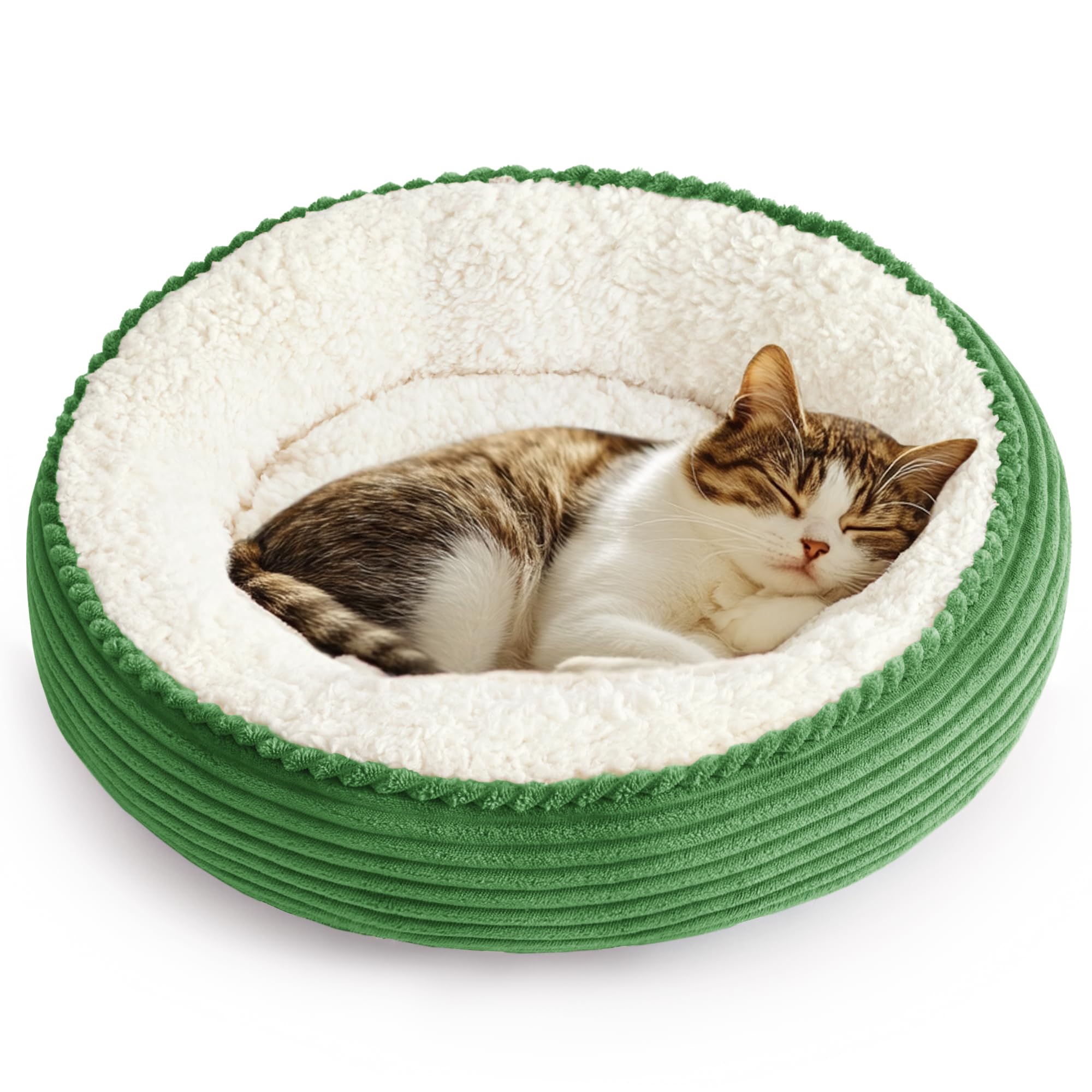 Love's cabin round donut bed top view highlighting cozy nest design for small pets
