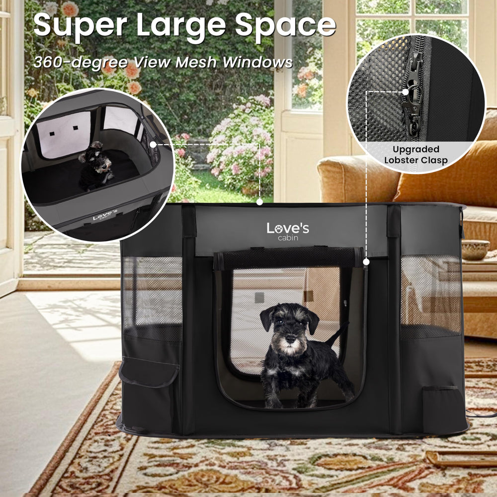 Love's cabin size small dog kennel demonstrates compact design