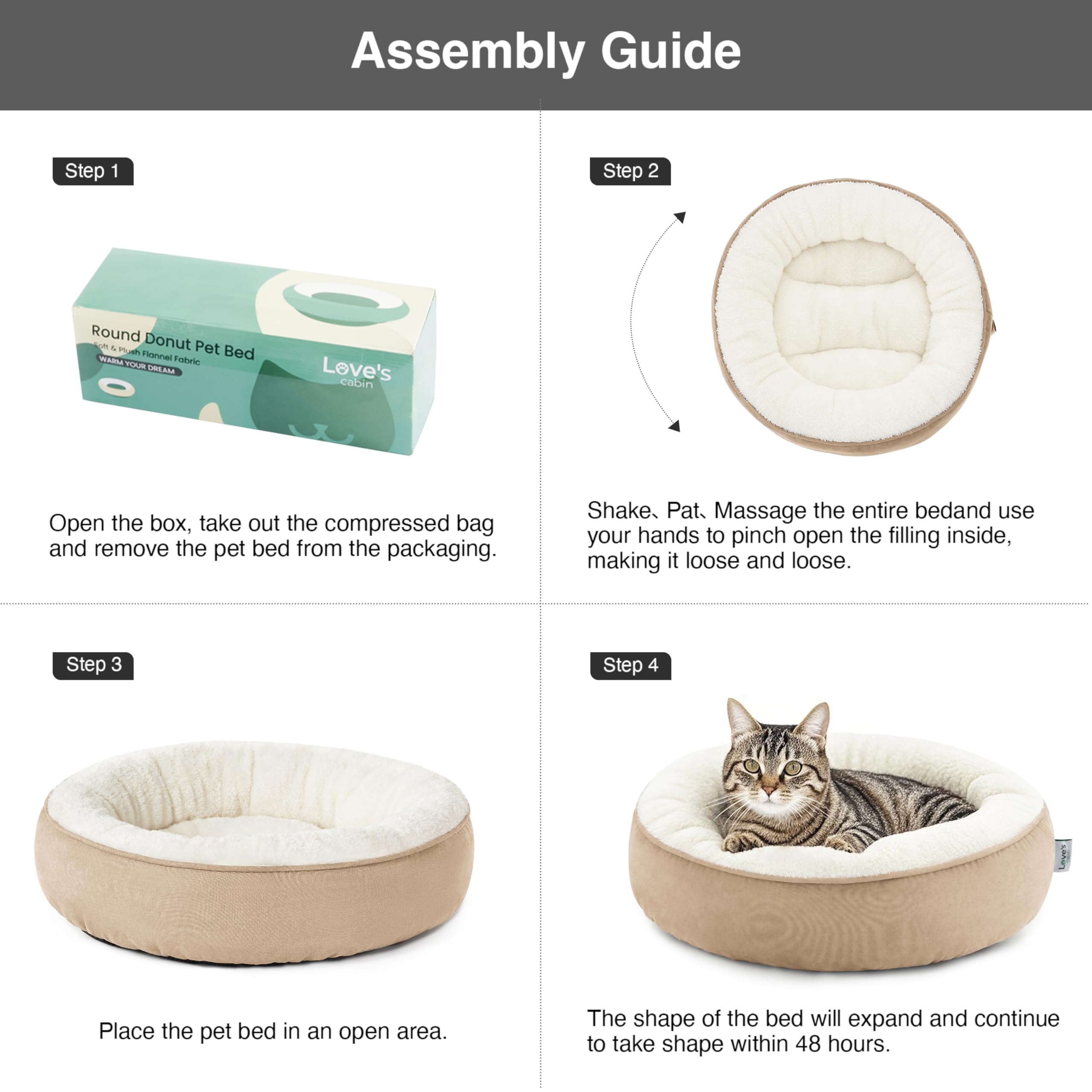 Love's cabin round bed suits cats and small dogs up to 11 lbs