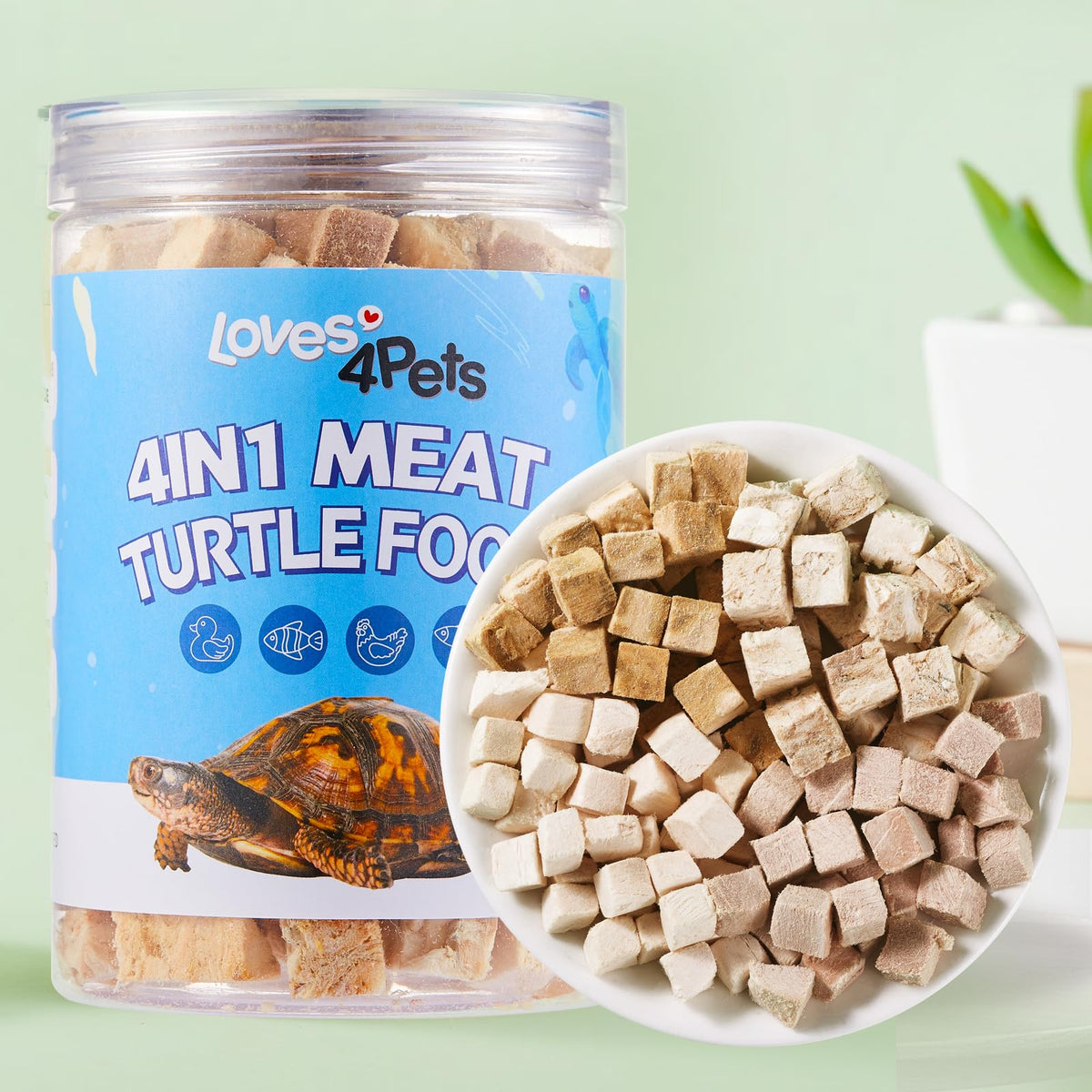 Loves4Pets Turtle Food premium protein blend supports balanced nutrition for turtles