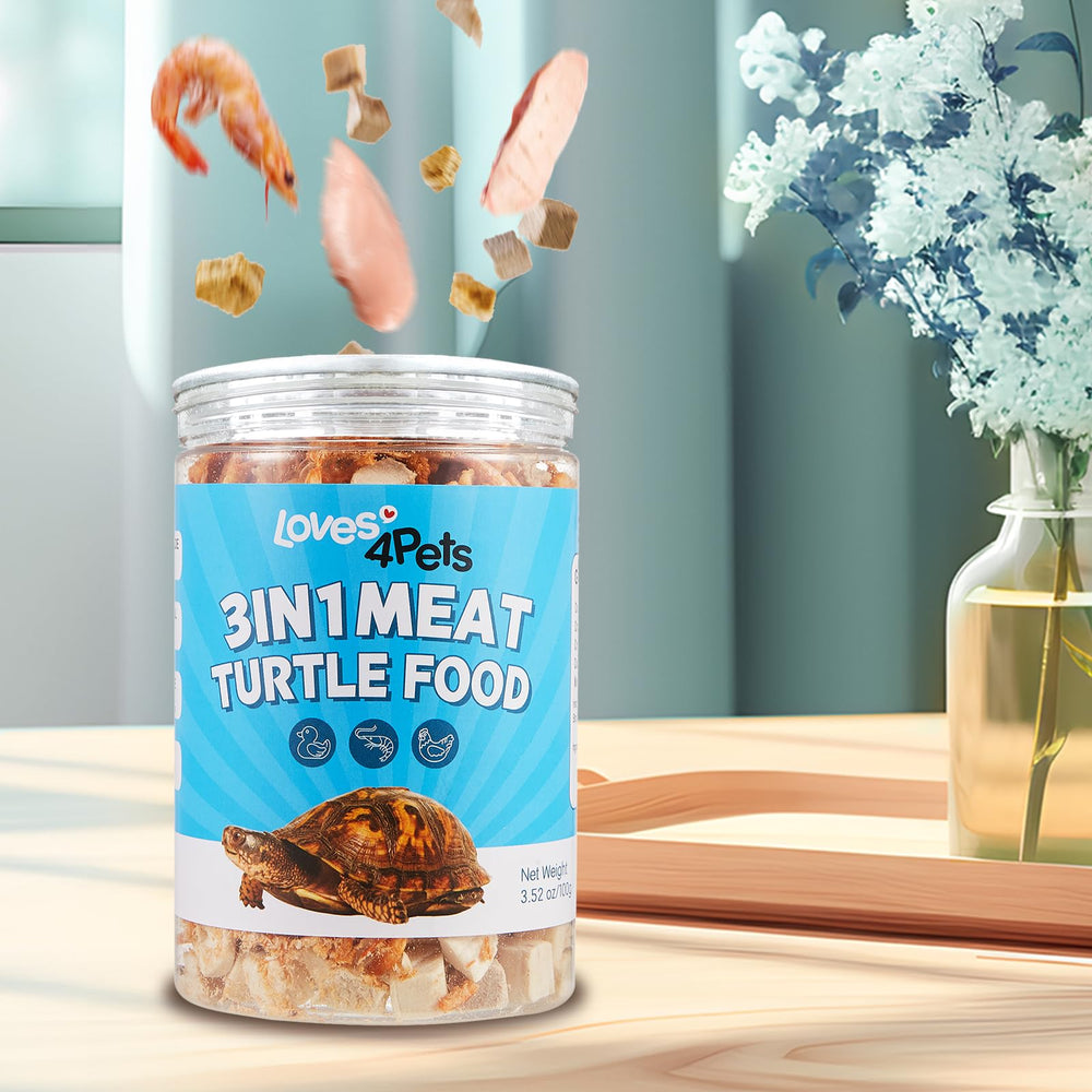 Loves4Pets Turtle Food vitamin-mineral blend promotes healthy growth and immune support.