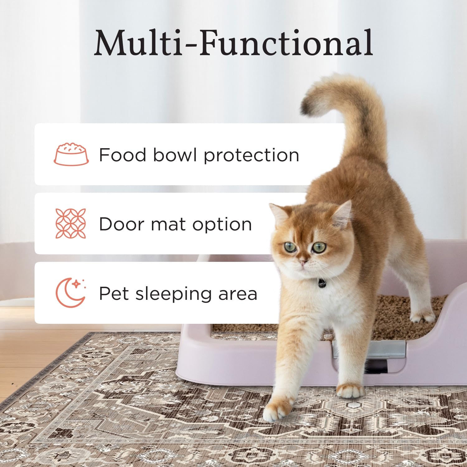 Multiuse Lovewag Pets mat works around feeders or as a cozy area