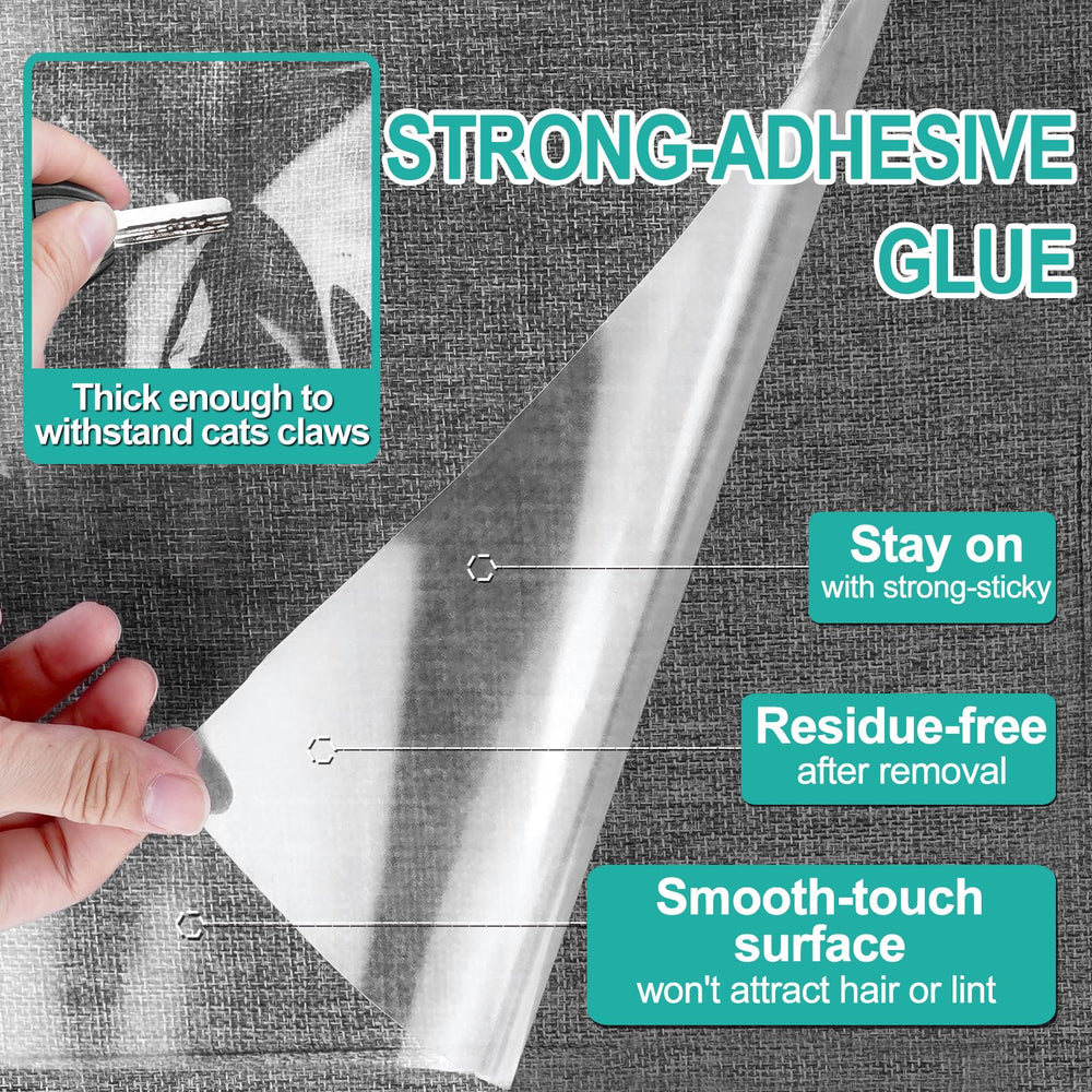 Lovinch adhesive, residue-free tape deters cats without damaging fabric.