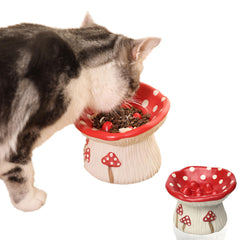 LOVINFURBABY ceramic cat slow feeder mushroom encourages slower meals for calmer dining