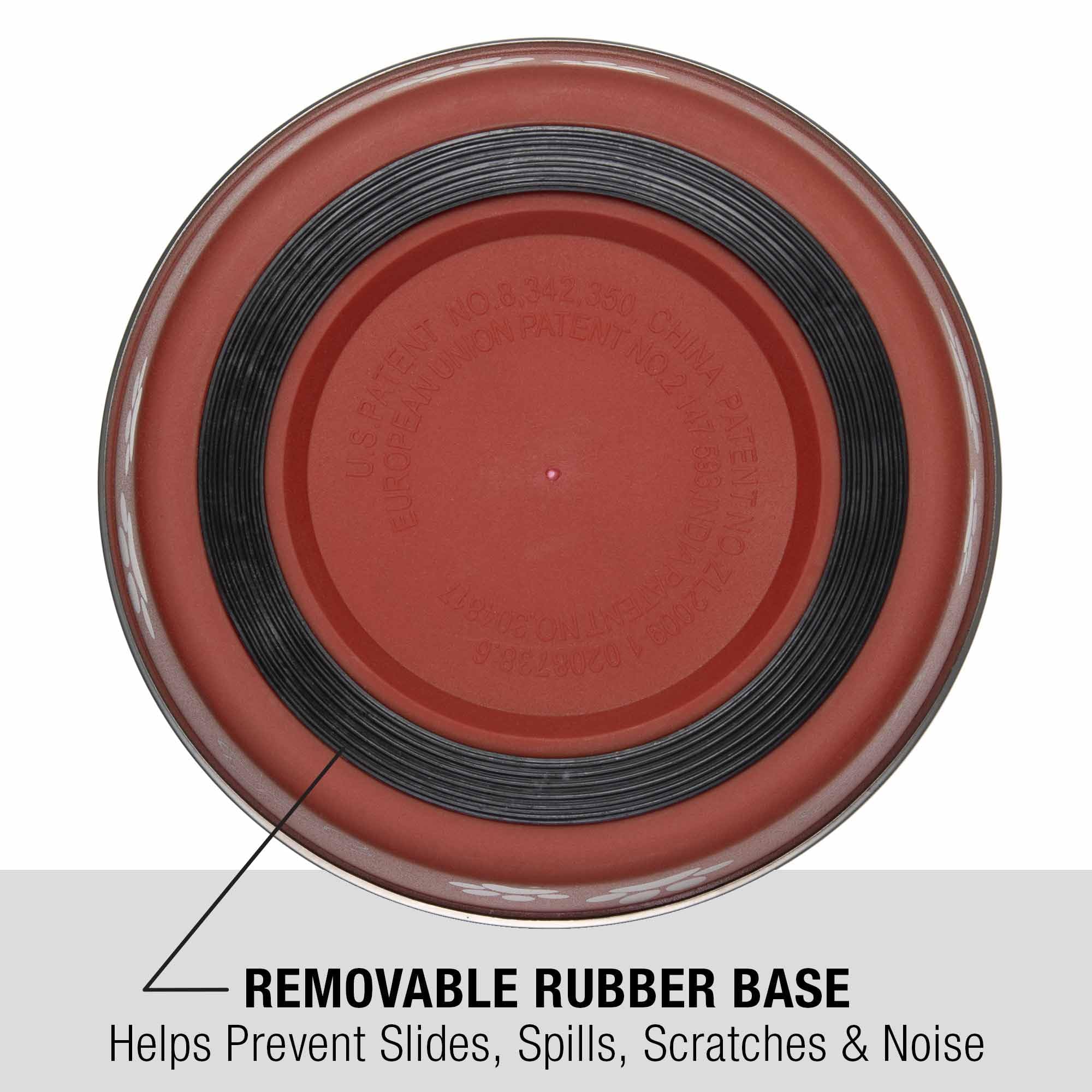 Loving Pets Bella Bowl no-spill design prevents spills and noisy mealtimes on the kitchen mat.