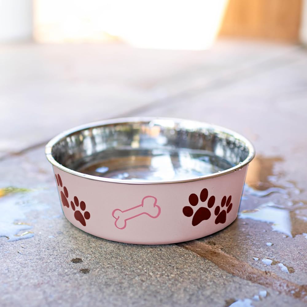 Loving Pets Bella Bowl non-slip base keeps bowls steady during meals.