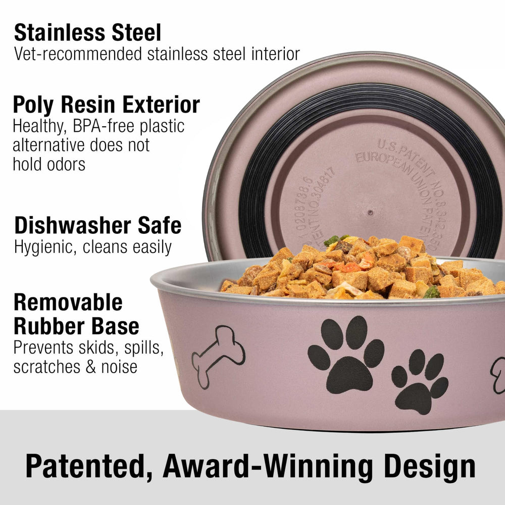 Loving Pets Bella Bowl with removable rubber base secures meals.