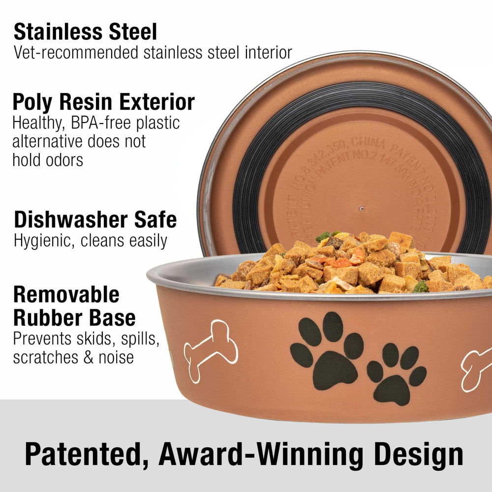 Loving Pets Bella Bowl with removable rubber base to prevent spills during feeding