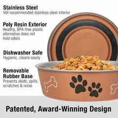 Loving Pets Bella Bowl with removable rubber base to prevent spills during feeding