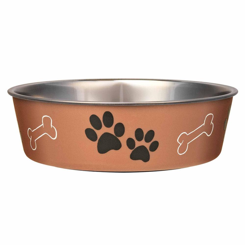 Loving Pets Bella Bowl stainless steel interior with copper exterior for durable home or travel meals