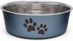 Loving Pets Bella Bowl stainless steel with blueberry color, 54 oz capacity for meals