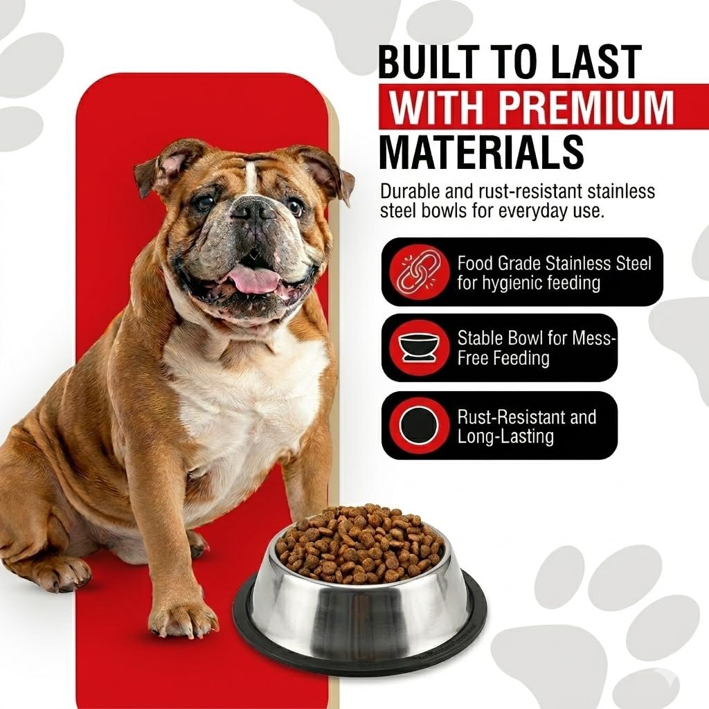 Loving Pets stainless steel bowl is dishwasher-safe for quick cleaning after feeding.