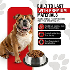 Loving Pets stainless steel bowl is dishwasher-safe for quick cleaning after feeding.