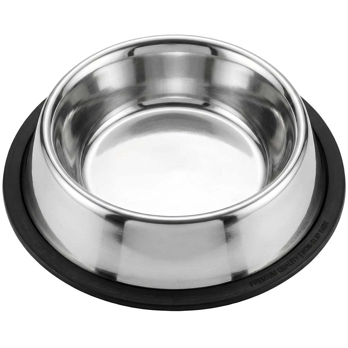 Loving Pets heavy-duty stainless steel dog bowl with non-tip design and no-spill stability.