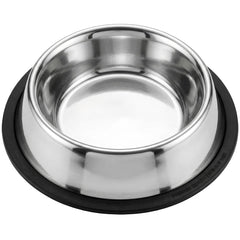 Loving Pets heavy-duty stainless steel dog bowl with non-tip design and no-spill stability.