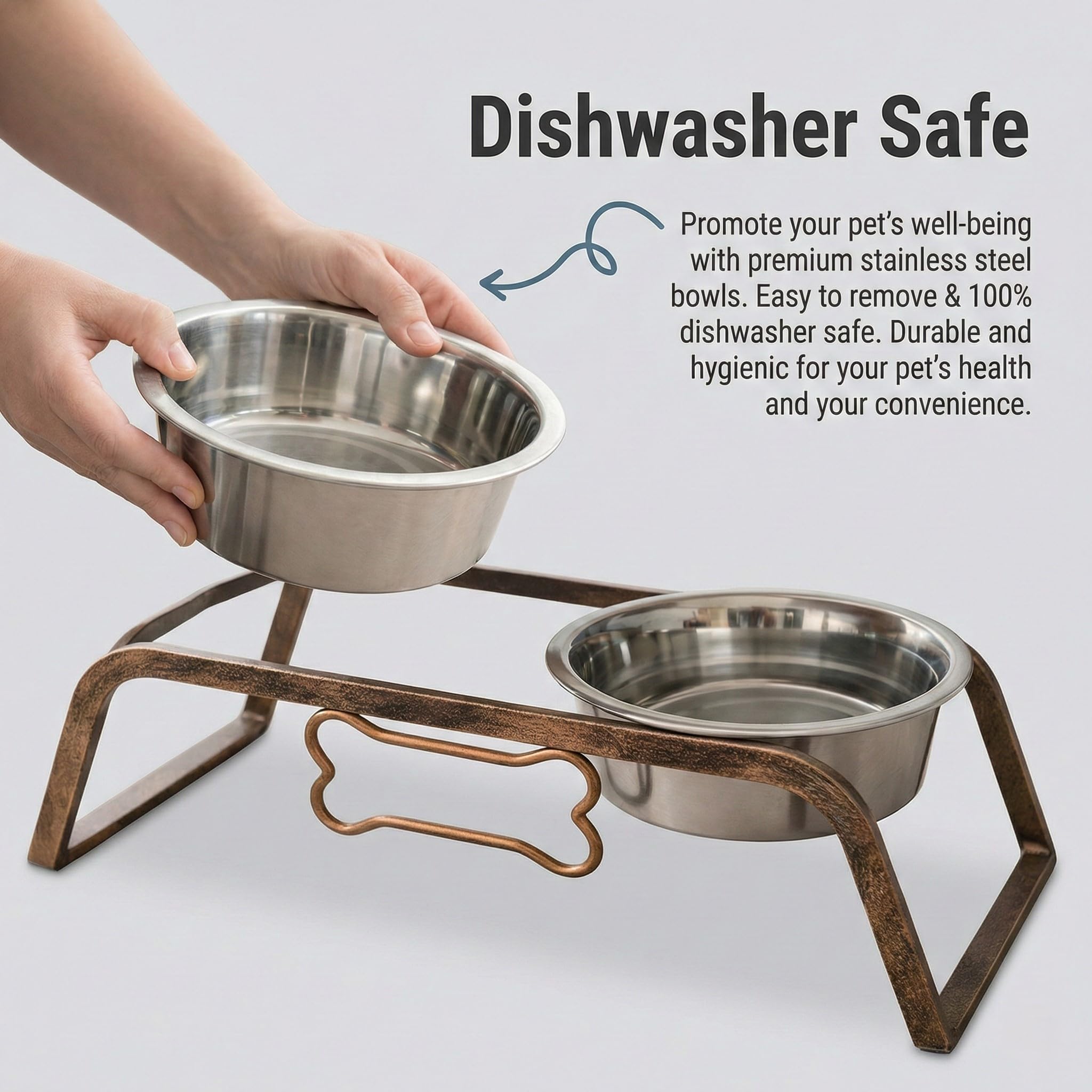 Loving Pets multi-use feeding station supports water or food bowls at adjustable heights.