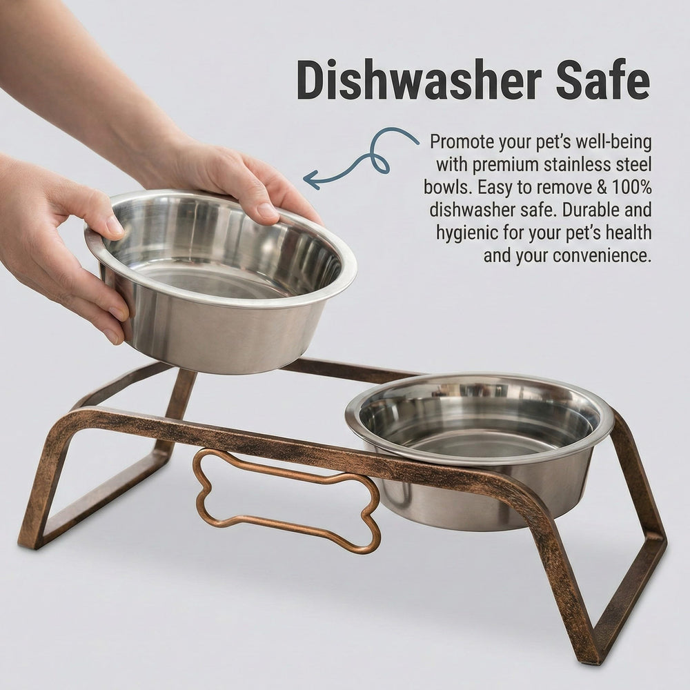 Loving Pets multi-use feeding station supports water or food bowls at adjustable heights.