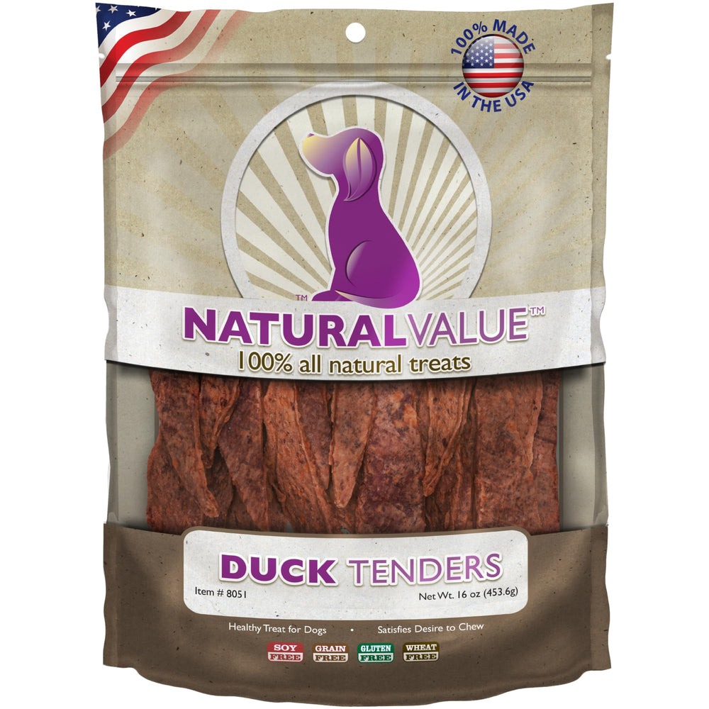 Loving Pets Natural Value Duck Tenders bag ready for training rewards.