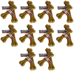 Loving Pets Nature's Choice pressed rawhide bone in pack close-up highlights value and durability