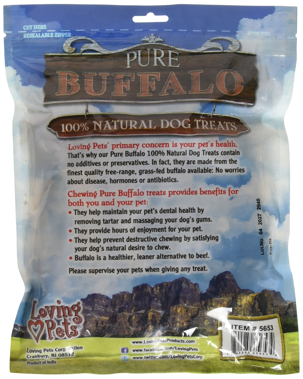 Loving Pets Pure Buffalo backstrap tendon chew satisfies dogs' natural urge to chew with durable texture
