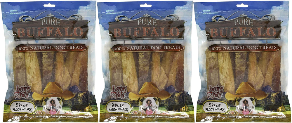 Loving Pets Pure Buffalo Backstrap Tendon chews, 4-6 inches, support gum health and dental care.