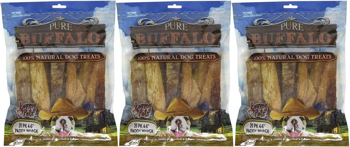 Loving Pets Pure Buffalo Backstrap Tendon chews, 4-6 inches, support gum health and dental care.