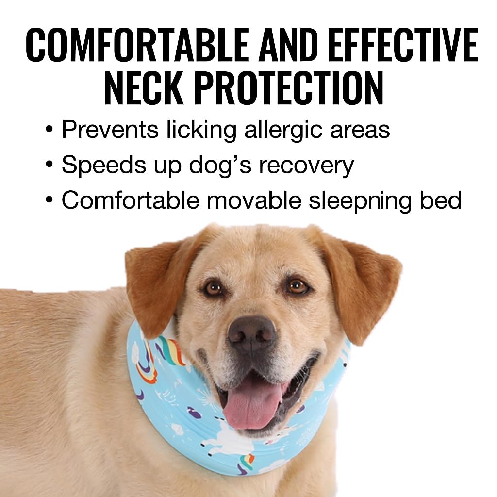 LovinPet blue recovery cone with star prints for a gentle look.