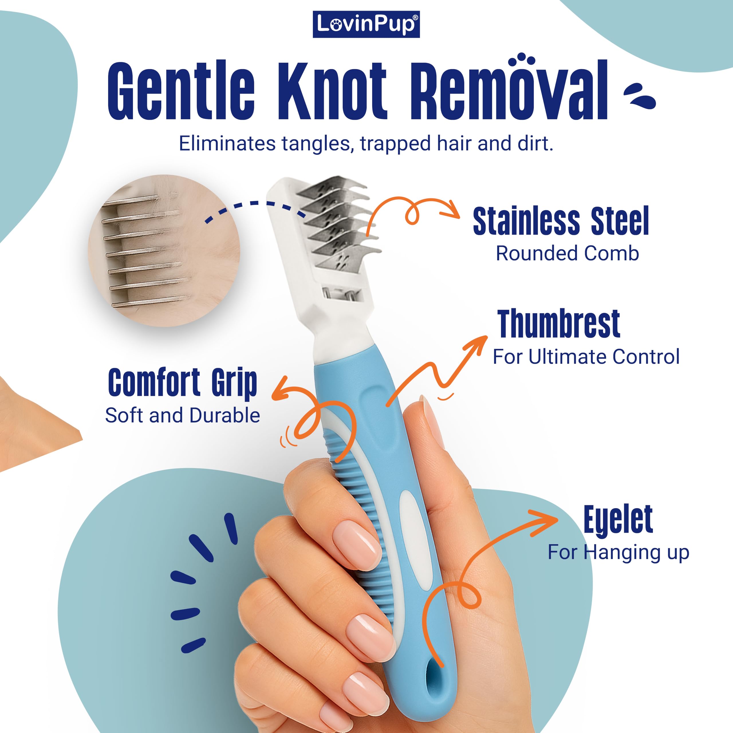 LOVINPUP Comfort Grip Soft Handle provides better control during grooming.
