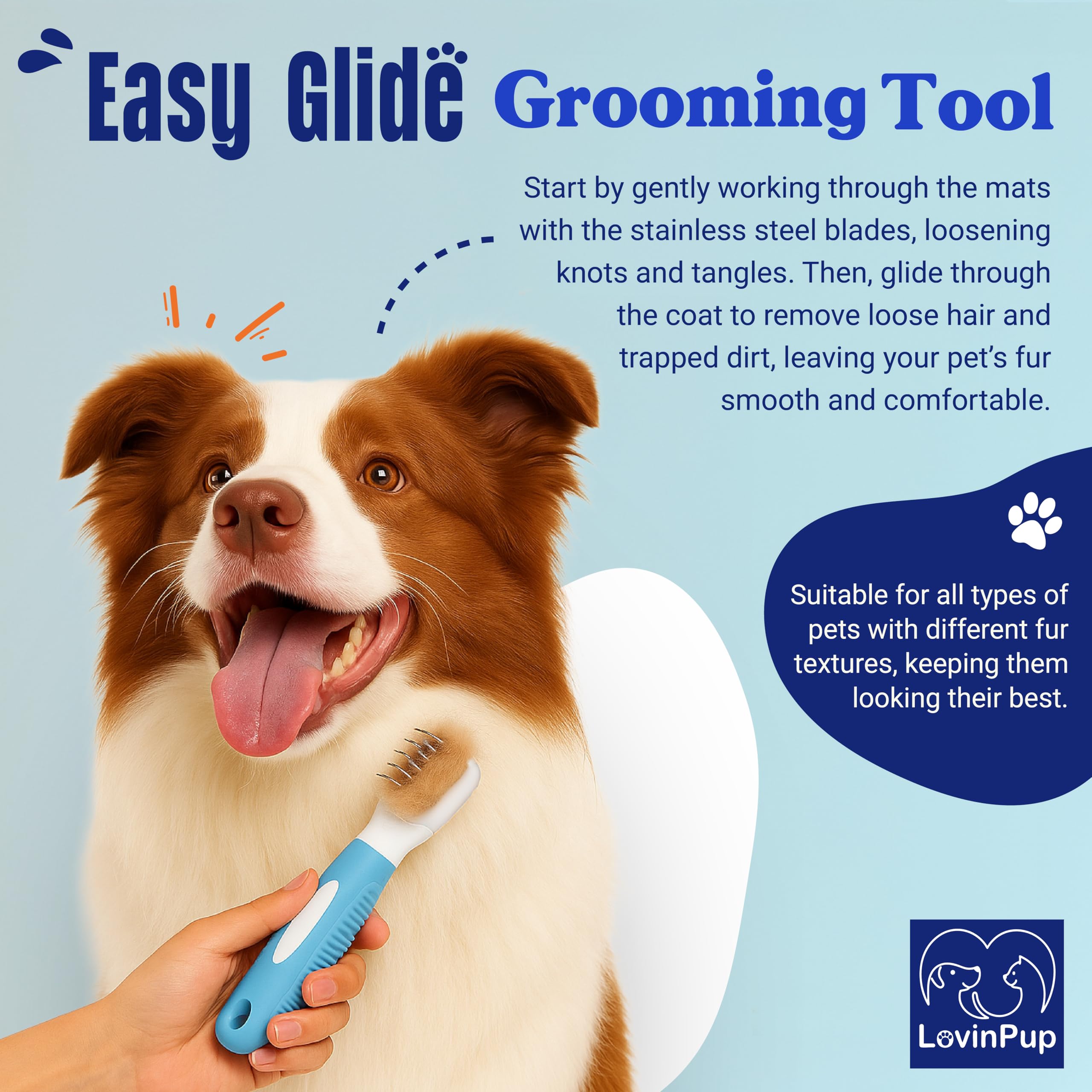 LOVINPUP Stainless Steel Durability ensures a long-lasting grooming tool.