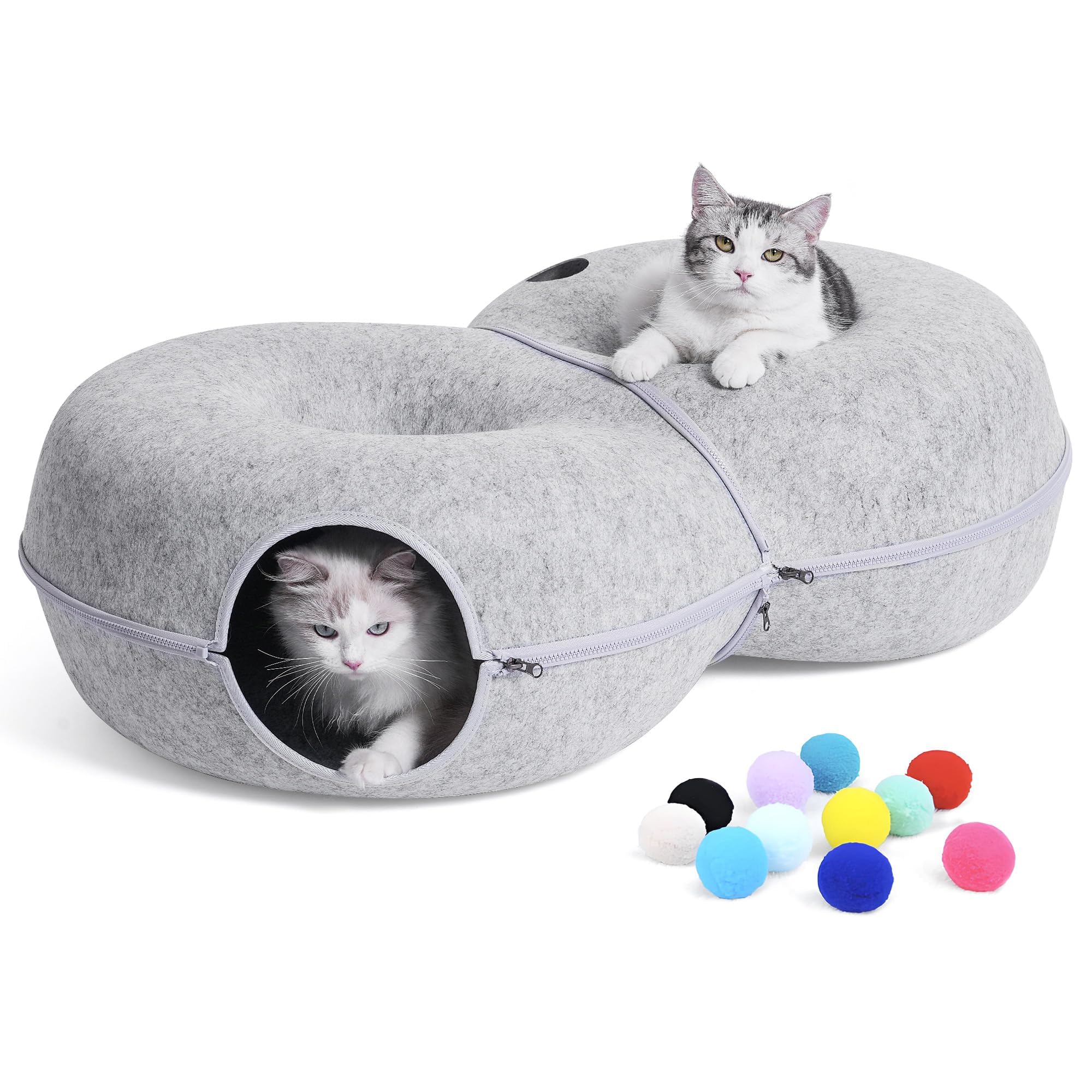 LovIntry 8-shaped cat tunnel bed, spacious hideaway for indoor cats.