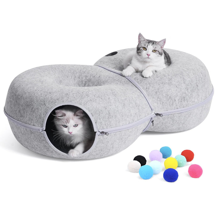 LovIntry 8-shaped cat tunnel bed, spacious hideaway for indoor cats.