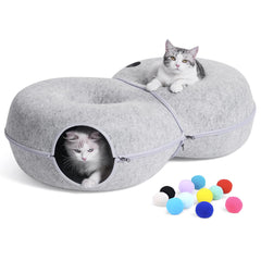 LovIntry 8-shaped cat tunnel bed, spacious hideaway for indoor cats.
