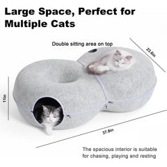 LovIntry cat tunnel bed with two diagonal entrances for interactive play.