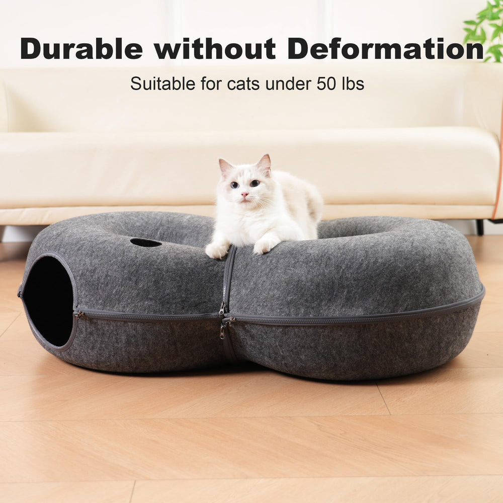 LovIntry durable soft cat cave supports cats up to 30 pounds