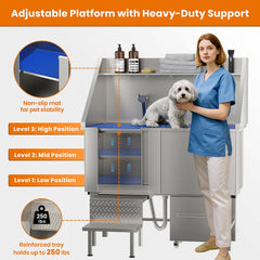 LOVMOR faucet and sprayer on 50-inch washing station for convenient water control