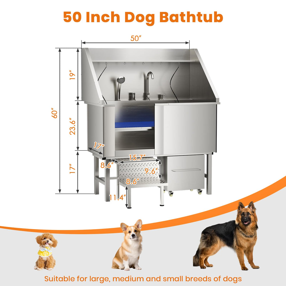 LOVMOR 50-inch dog washing station ramp entry for easy pet access