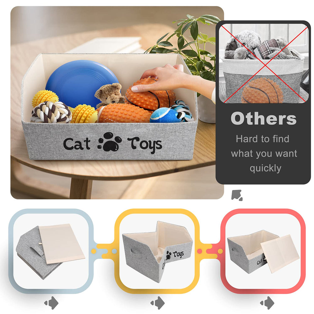 Lovstorage cat toy bin top view showing wide opening for access.