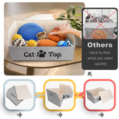 Lovstorage cat toy bin top view showing wide opening for access.
