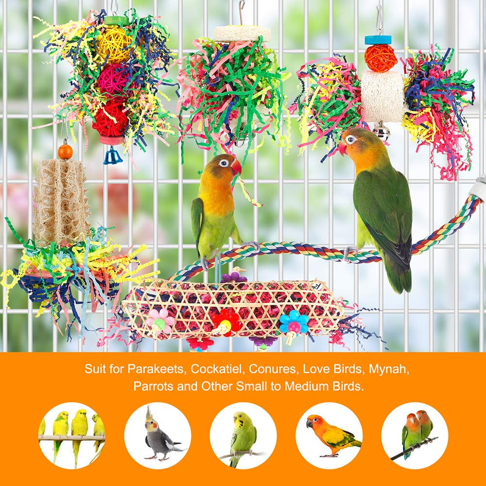 lovyoCoCo easy-to-install cage toy fits most small to medium birds.