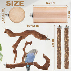 lovyoCoCo parrot-perch peppercorn-wood offers natural texture for grip and beak interest.