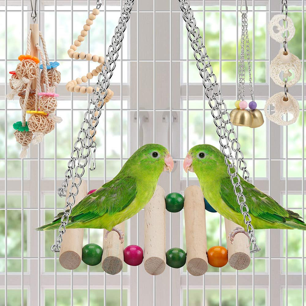 lovyoCoCo bird cage hammock bridge creates elevated resting and play area.