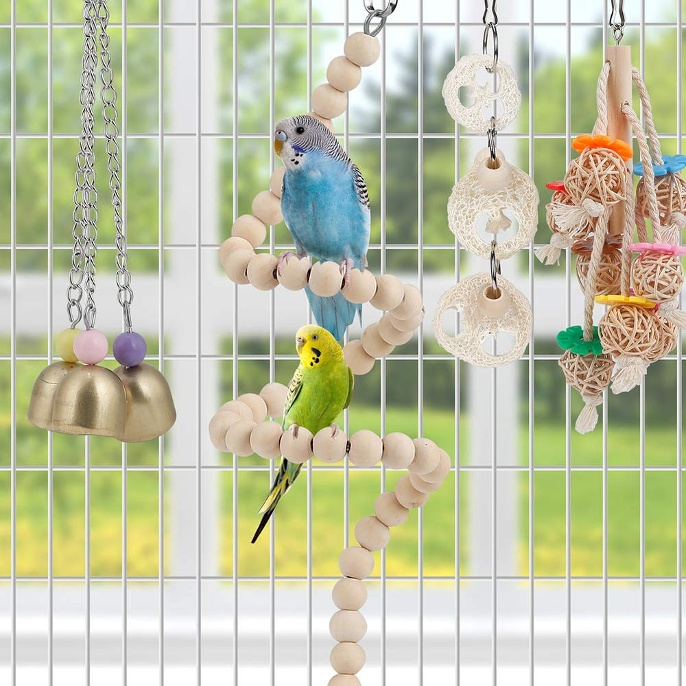 lovyoCoCo natural wood parrot perch stand for safe climbing.