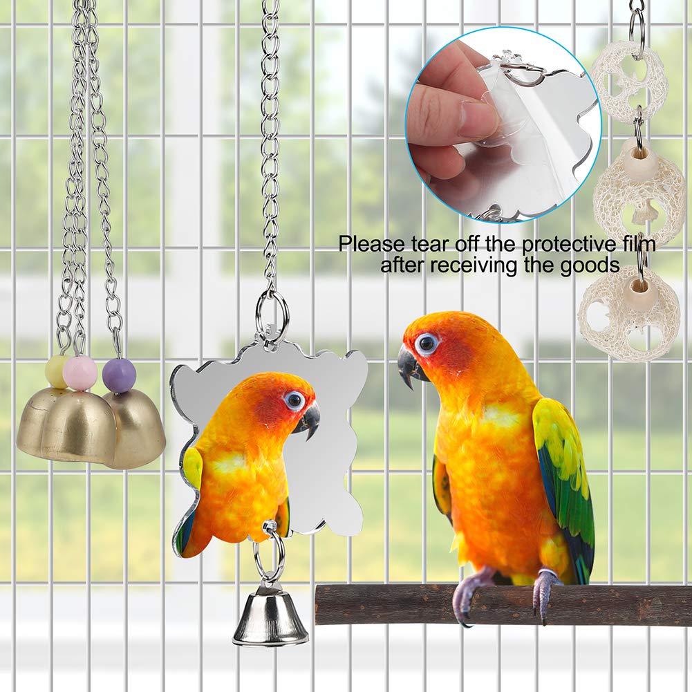 lovyoCoCo bird toy with mirror and bell encourages curiosity.