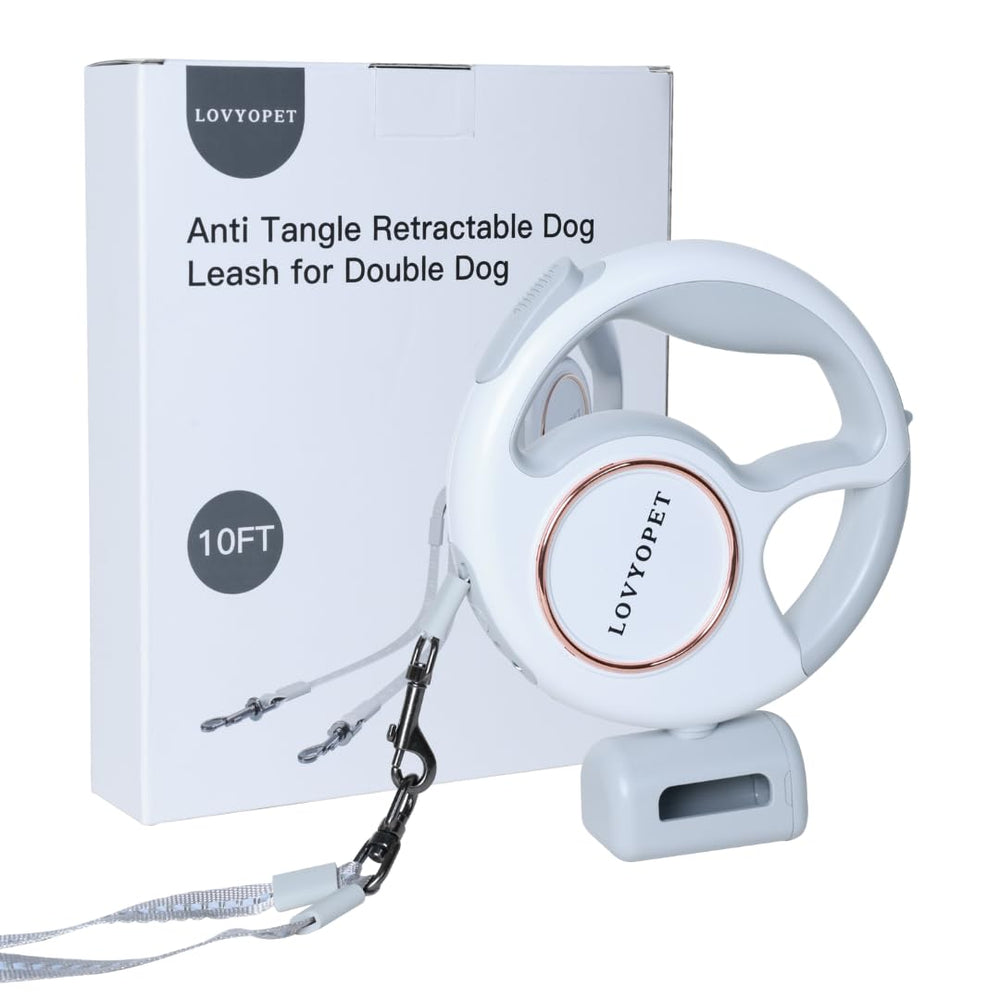 LovYoPet all-in-one retractable dual dog leash with LED light for safer night walks.