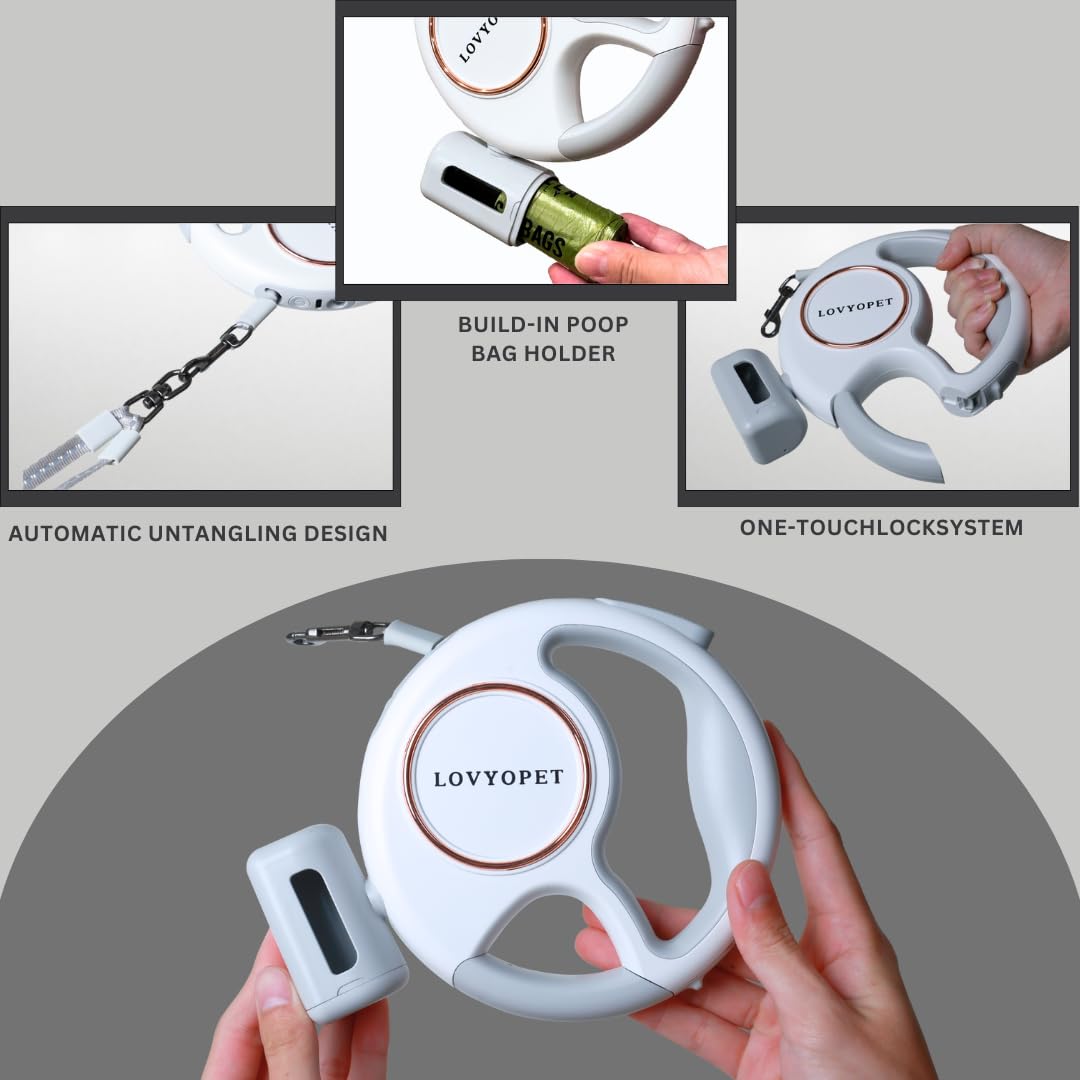 LovYoPet dual dog leash 360 swivel design prevents tangles during multi-dog strolls.