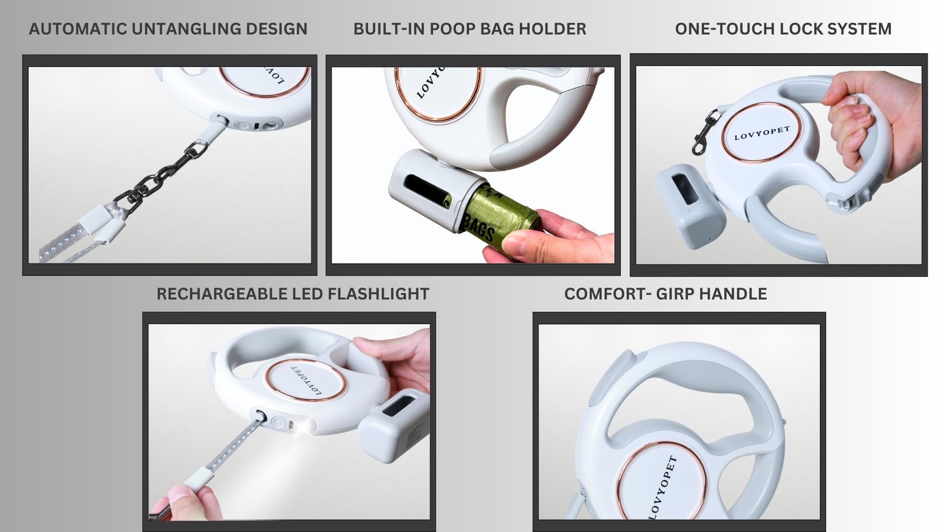 LovYoPet night-walk illumination with USB charging for better visibility.